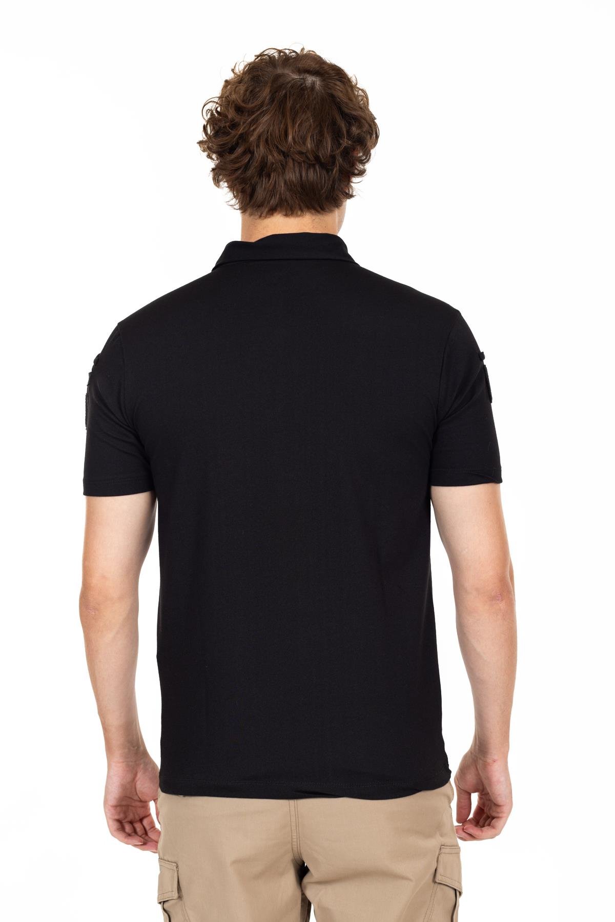 AKN 708 POLO YAKA KISA KOLLU TAKTİK T-SHIRT-SİYAH