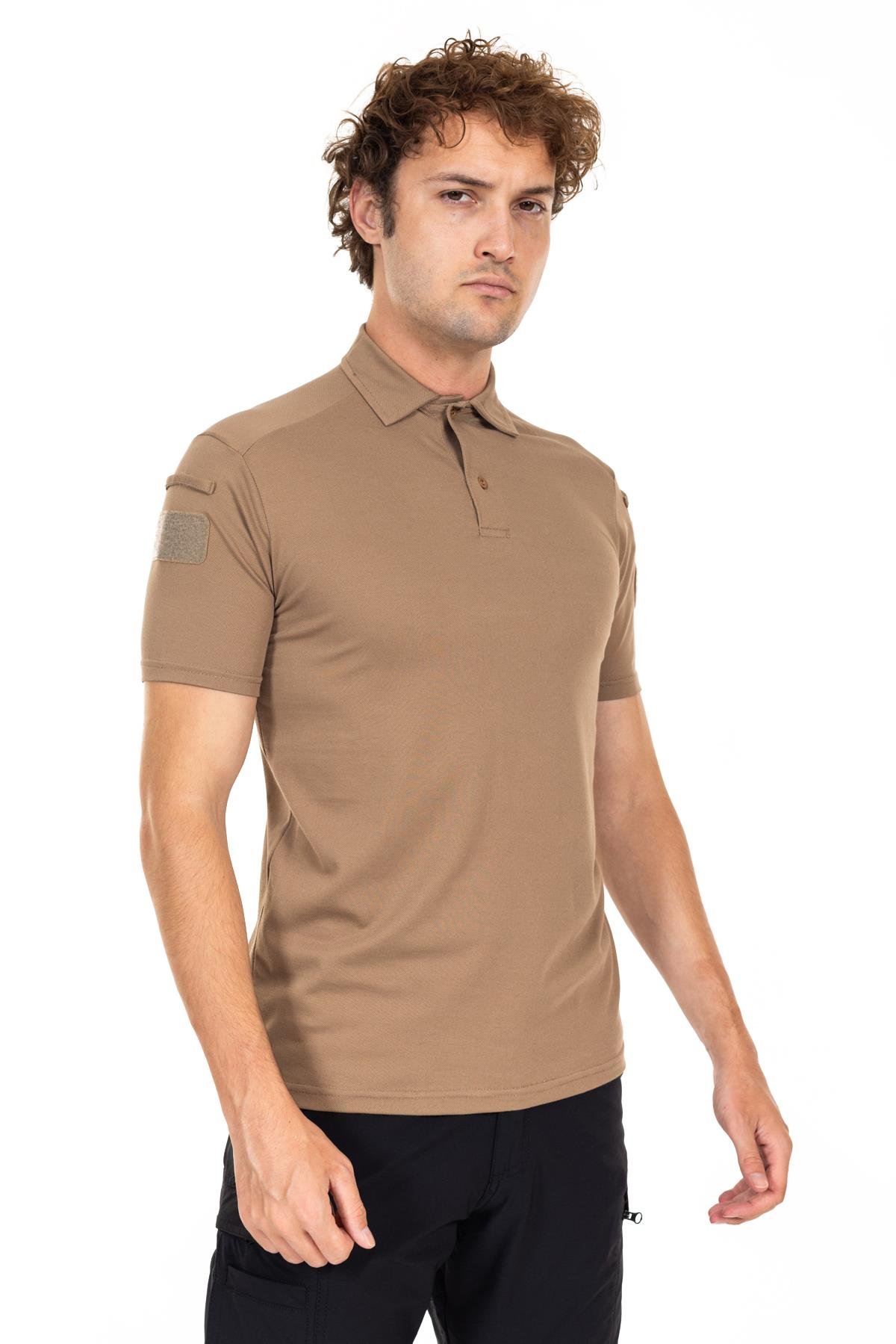 AKN 708 POLO YAKA KISA KOLLU TAKTİK T-SHIRT-BEJ