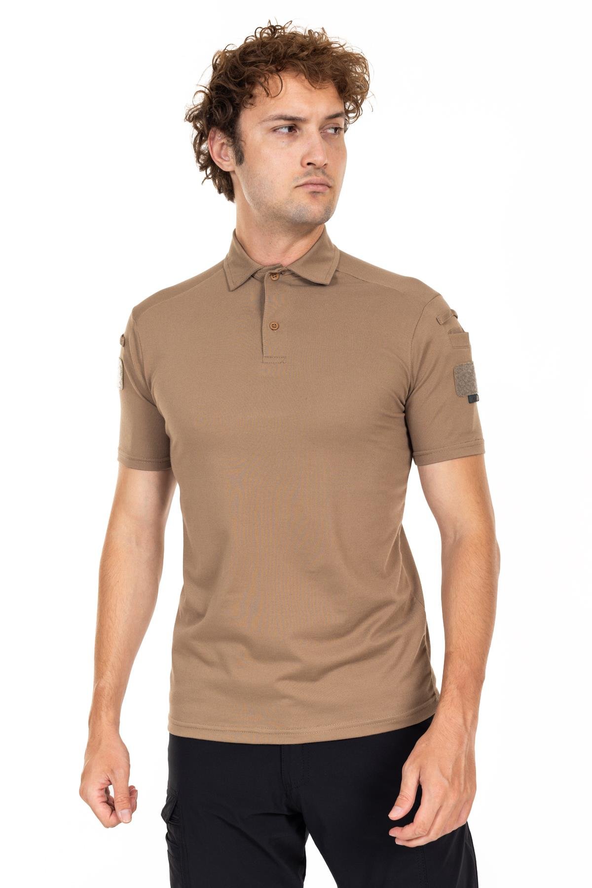 AKN 708 POLO YAKA KISA KOLLU TAKTİK T-SHIRT-BEJ