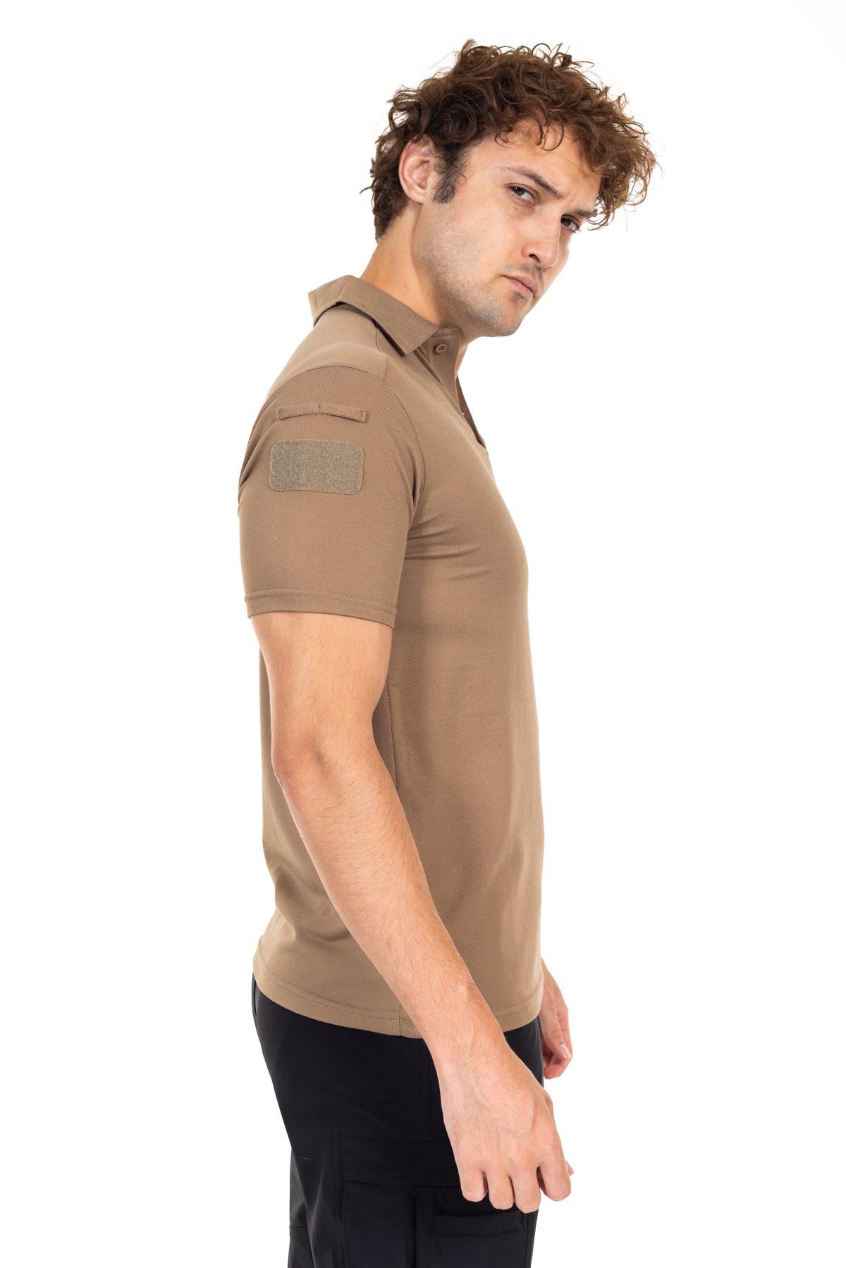 AKN 708 POLO YAKA KISA KOLLU TAKTİK T-SHIRT-BEJ