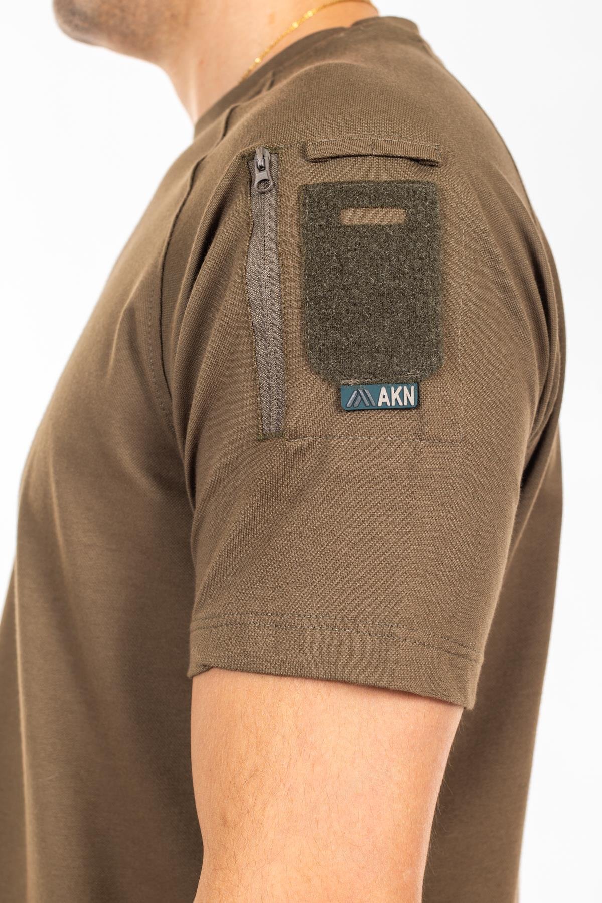 AKN 713 BİSİKLET YAKA KISA KOLLU TAKTİK T-SHIRT-HAKİ