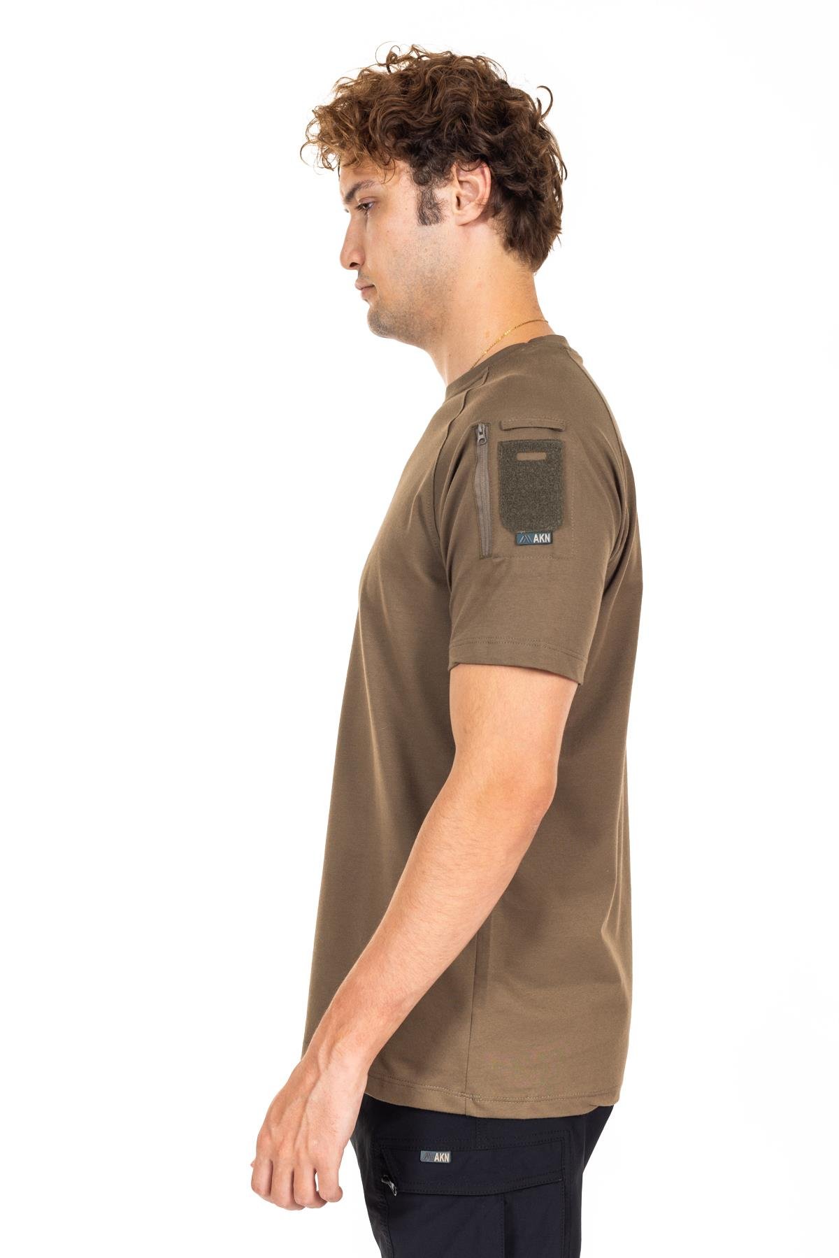 AKN 713 BİSİKLET YAKA KISA KOLLU TAKTİK T-SHIRT-HAKİ