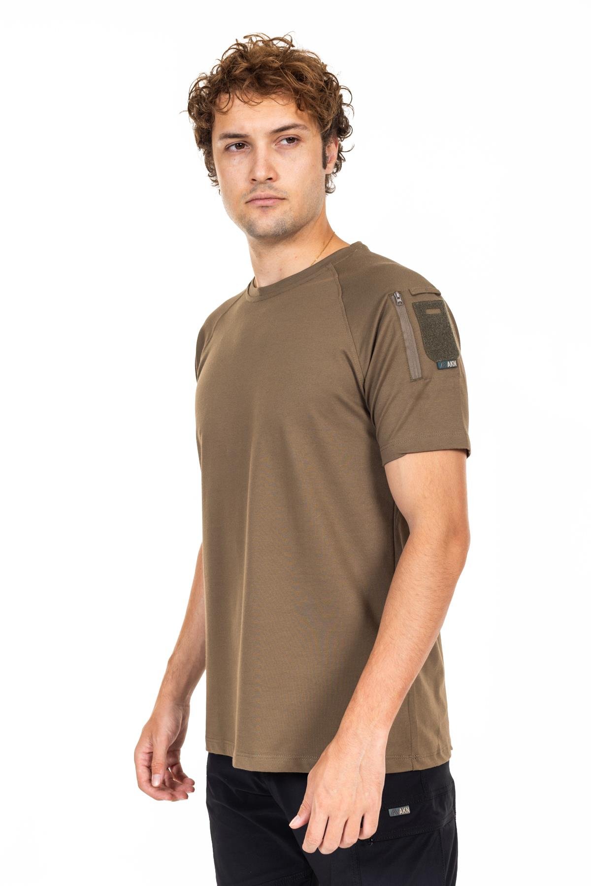 AKN 713 BİSİKLET YAKA KISA KOLLU TAKTİK T-SHIRT-HAKİ