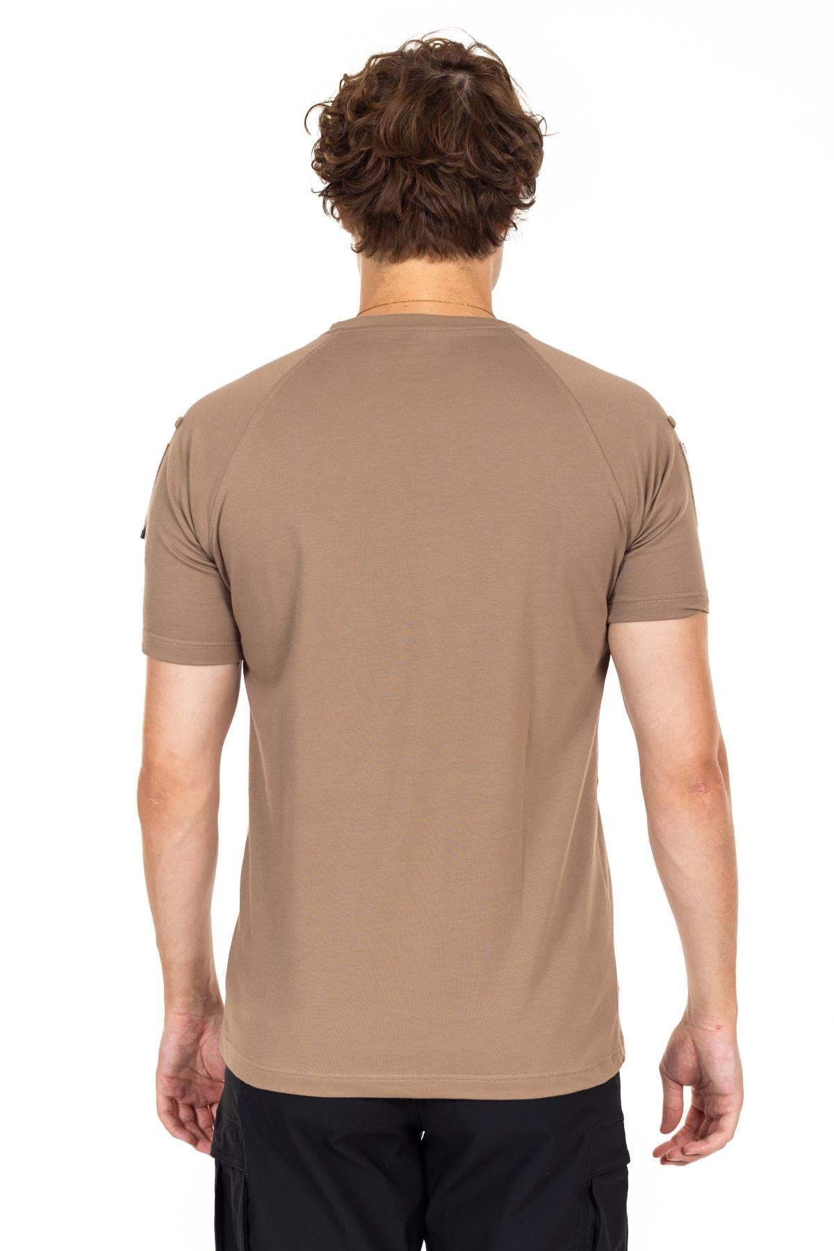 AKN 713 BİSİKLET YAKA KISA KOLLU TAKTİK T-SHIRT-BEJ